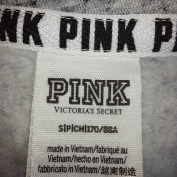 VS PINK Varsity Half-Zip Sweatshirt Gray SZ Small - Picture 7 of 9